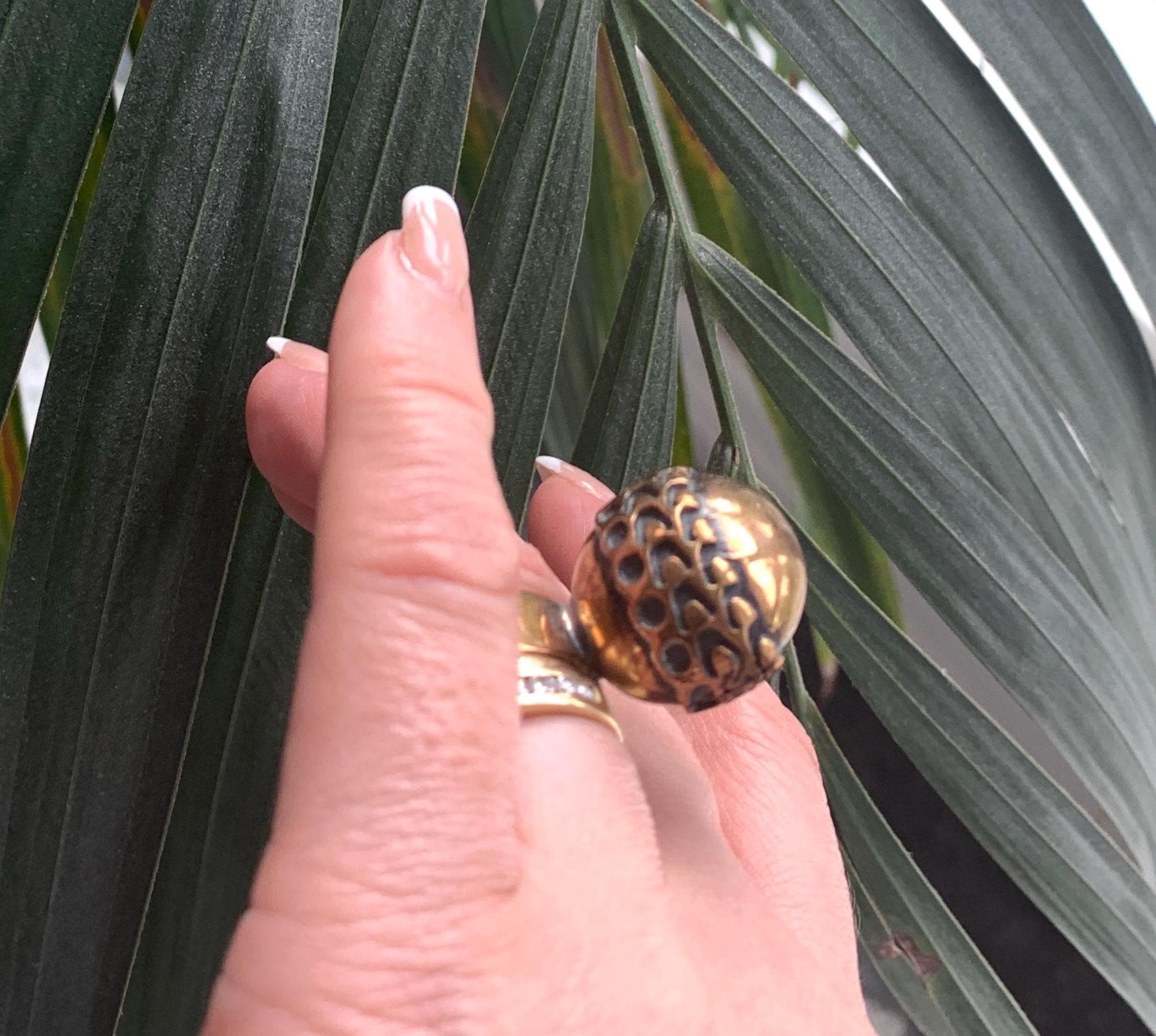 Bague Vintage Réglable Pentti Sarpaneva - Bronze Et Améthyste - Design Années 60 Finlandais