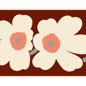 Marimekko-stof, enorm formaat Unikko 60-jubileumpatroon, satijnmateriaal, gemaakt in Finland