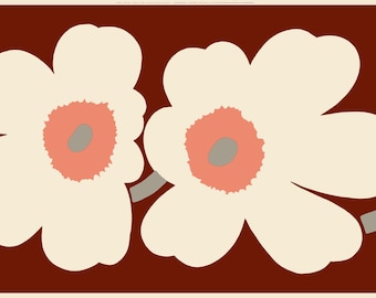 Marimekko fabric, huge size Unikko 60 Anniversary pattern,satin materia, made in Finland