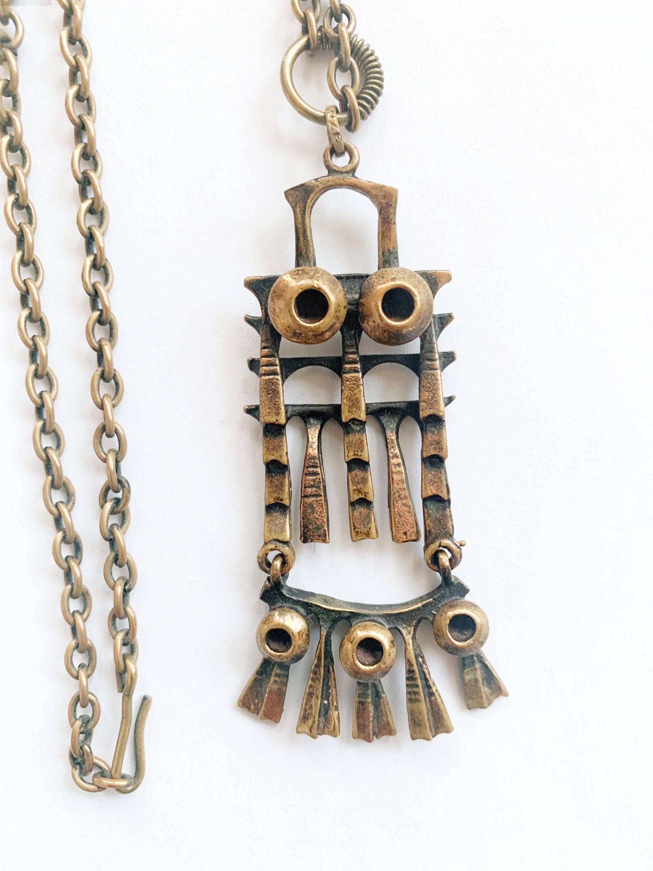 Vintage, Kinetic Bronze 'owl' Necklace, by Pentti Sarpaneva From