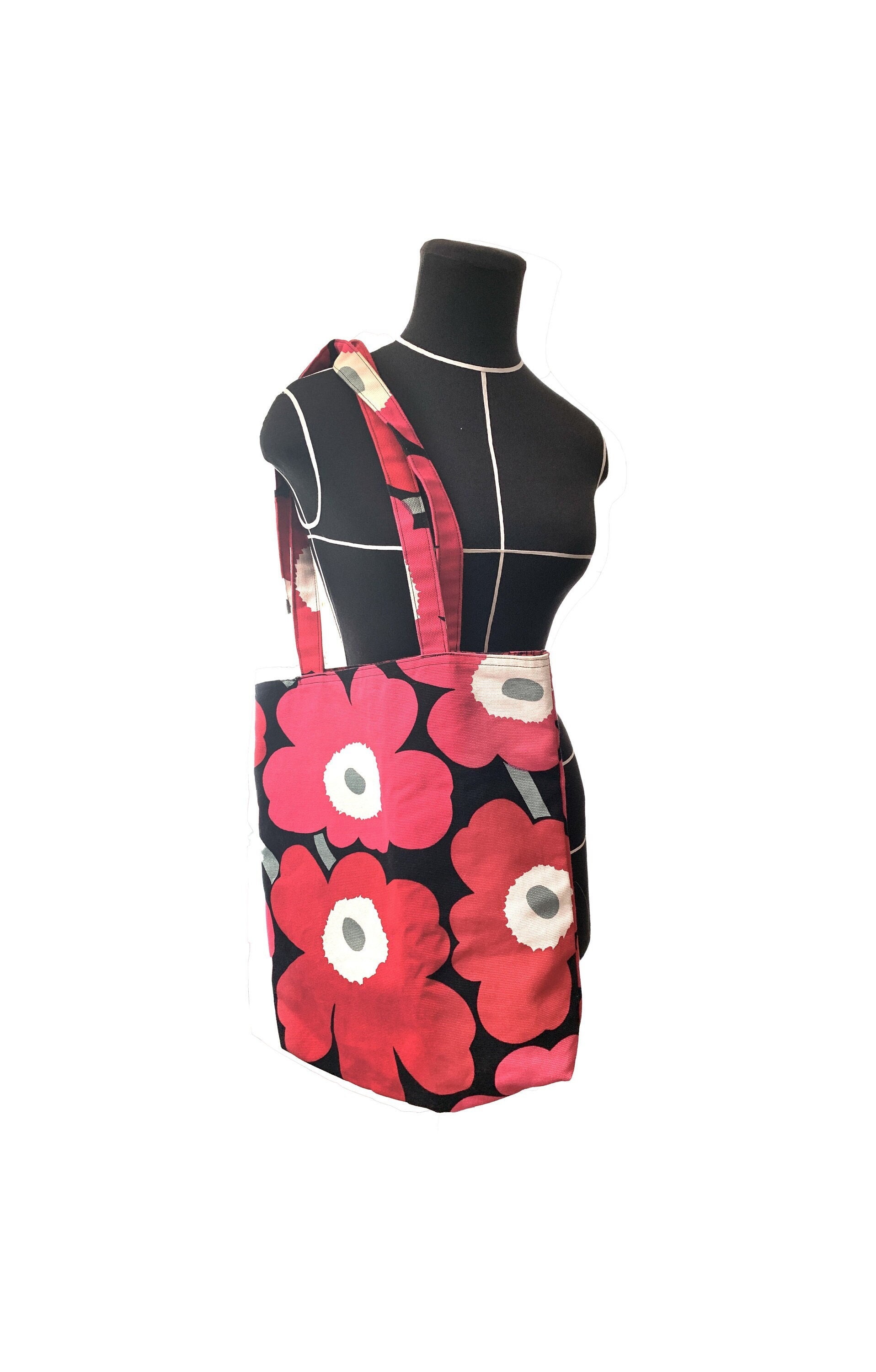 Hand made, Marimekko fabric Unikko, shopping bag