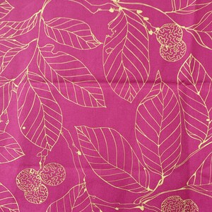 IKEA of Sweden-tyg av Maria Astrom, 2004, bomull, rosa gult lövmönster