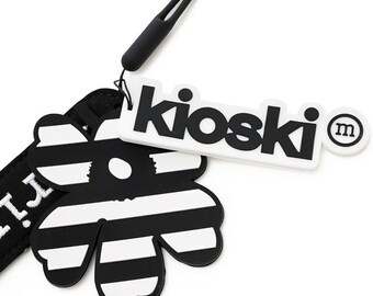 Marimekko Keychain, Black and White , Stripes, 