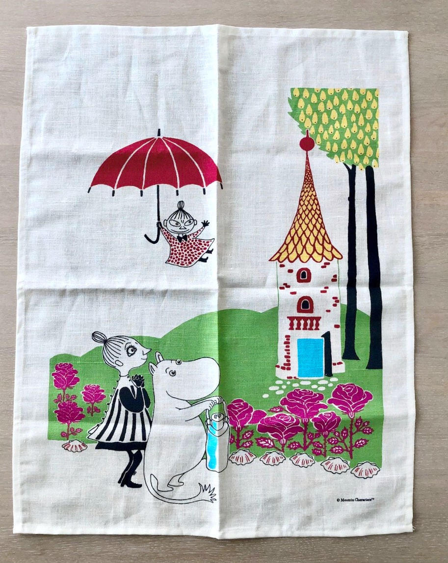 Moomin kitchen towel by Finlayson, linen-cotton, tea towel - Etsy 日本