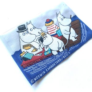 écusson à coudre vintage famille Moomin : Moomins des années 1990 sur le radeau