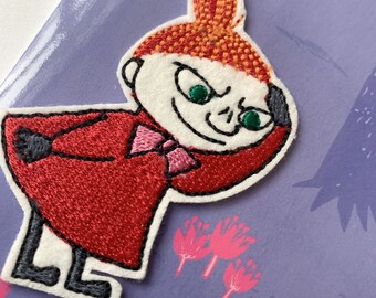 Moomin, folded GREETING CARD,  Little My with sew-on patch