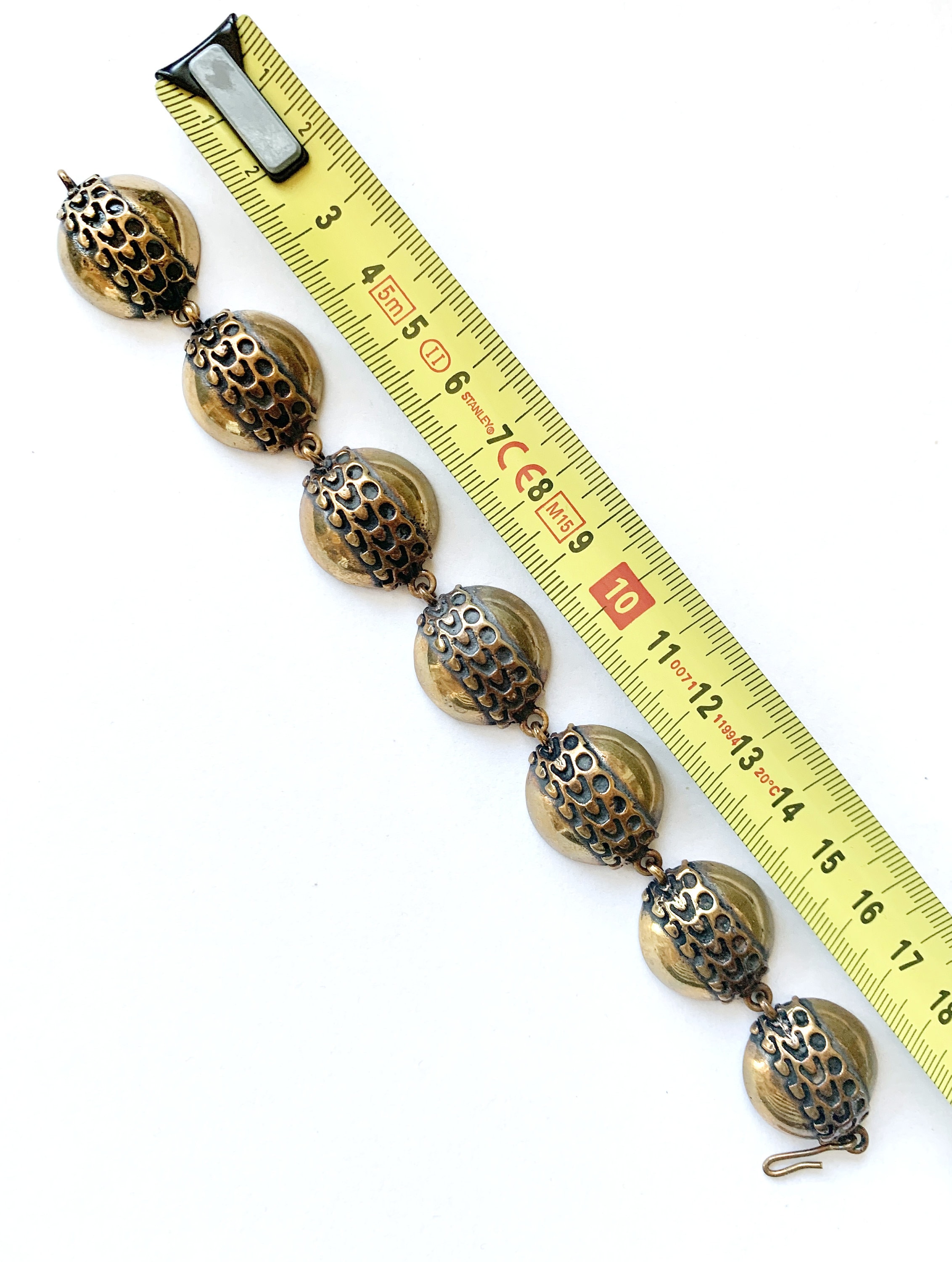 Bracelet Vintage En Bronze De Pentti Sarpaneva - Design Brutaliste Scandinave - Occasion (porté)