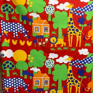 Finnish Vintage kids curtain 70s, fabric 70s scandinavian design, Finlayson fabric