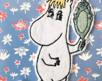 Moomin folded Greeting card Snorkmaiden with mirorr, sew on patch