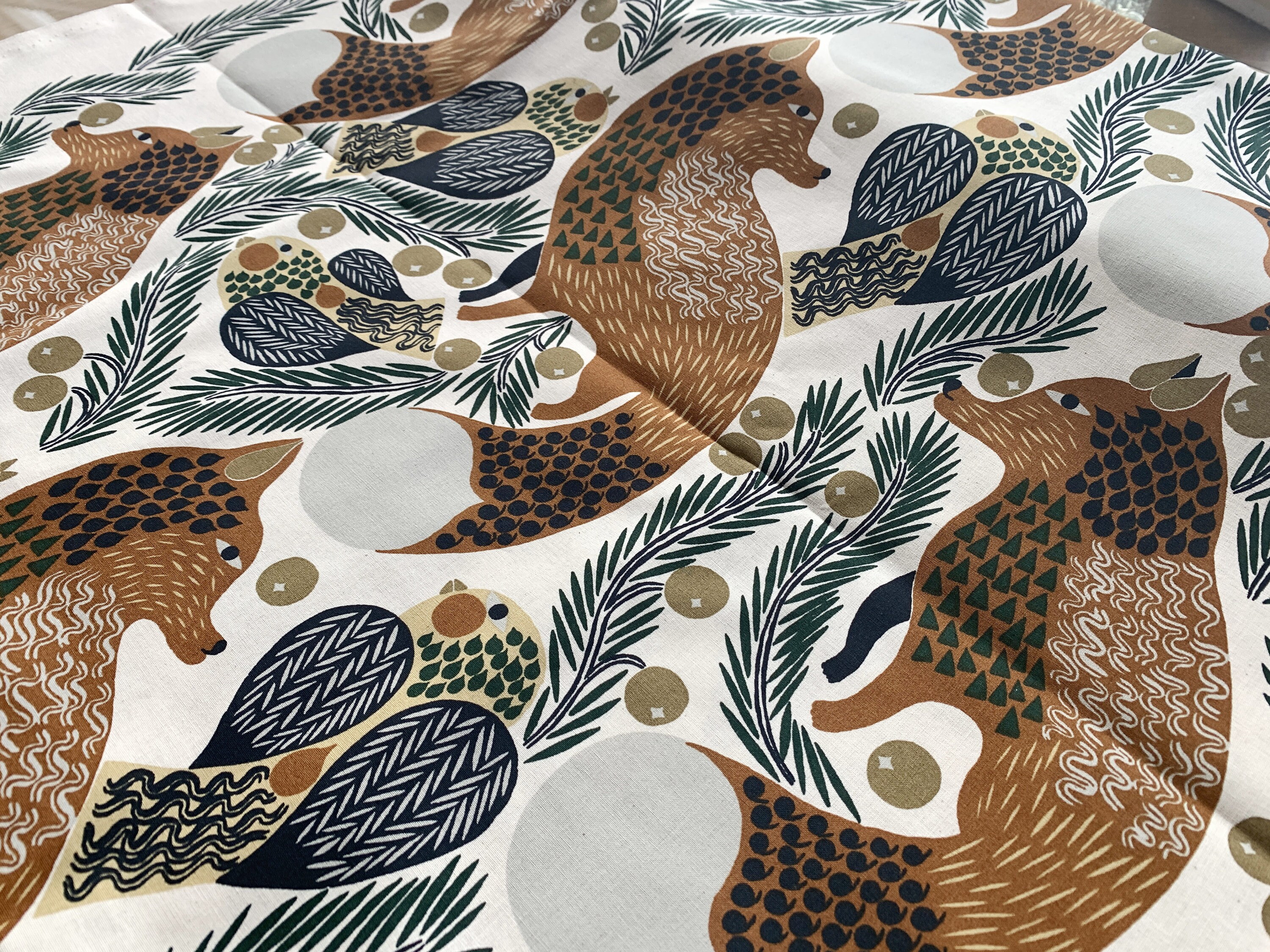 Marimekko Ketunmarja Fabric: Fox, Berries & Birds Print - Etsy