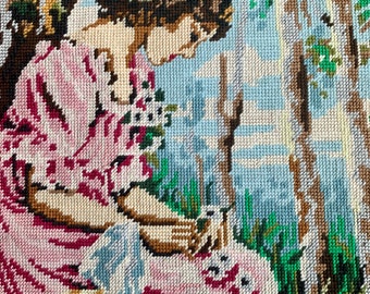 逸品　シルクタペストリー　刺繍　アレクサンドル・ルイ・ルロワール原画アンティーク 逸品 シルクタペストリー 刺繍 アレクサンドル・ルイ・ルロワール原画