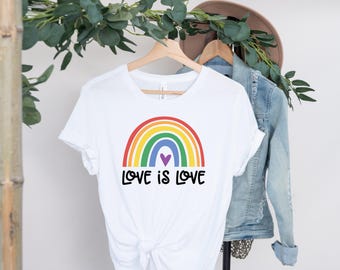 Love is Love, Heart Shirt, Pride Month, Gay, Rainbow, LGBT, Equal Rights, Queer, Inclusive