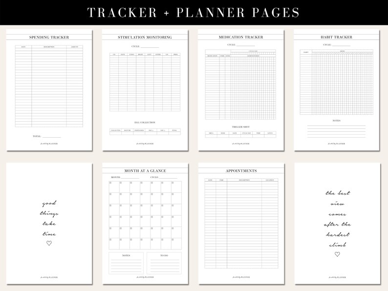 Minimal Printable Fertility Planner for IVF, IUI, TTC - Etsy