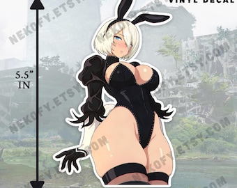 Pegatina laminada [resistente a la intemperie y al agua] NieR Automata Bunny Suit 2B / Calcomanía para coche / Pegatina Pin-up