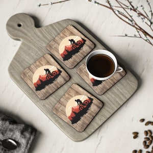 Mountain Bike Life Coasters Set: Unique Cycling Gift for Men, Husband, Gravel Riders & Bicycle Enthusiasts