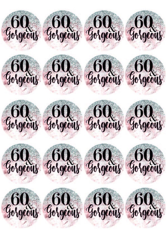 Printable 60 and Gorgeous 60th Birthday Party Tags With Rose | Etsy