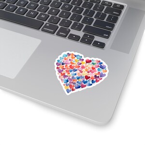 Watercolor Heart Sticker, Heart Sticker For Laptops, Planners, Scrapbooks, Multicolor Heart, Sticker Lovers, Little Hearts Stickers