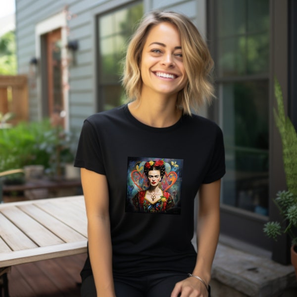 Frida and Hearts Shirt, Frida Kahlo T-shirt, Empowerment Shirt, Feminist shirt, Frida Fan Shirt, Frida Minimalist Shirt, Feminist Power