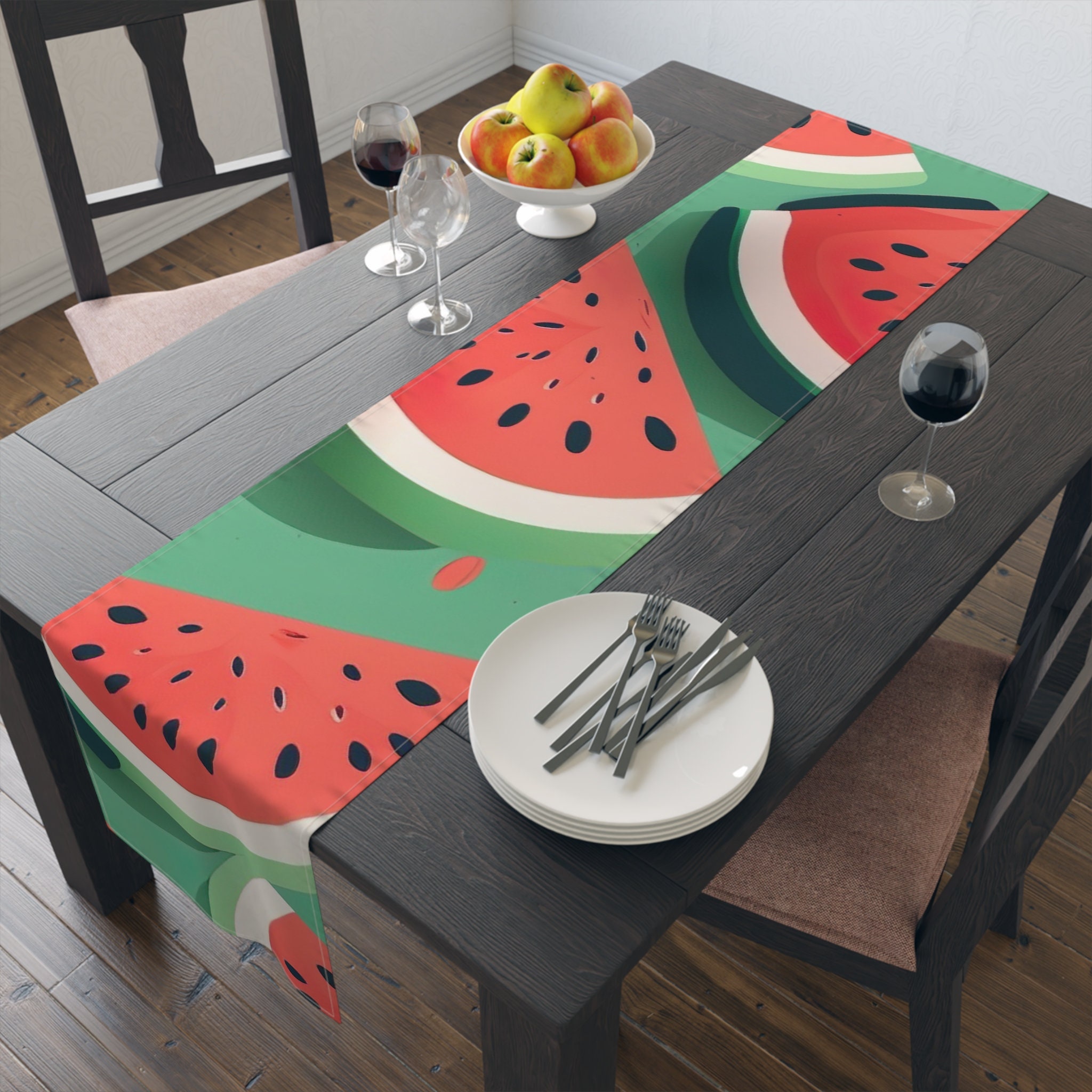 Fresh Watermelon Table Runner Watermelon Ilustration Design Summer Dining Decor Spring and Summer Table Accent Pool Party