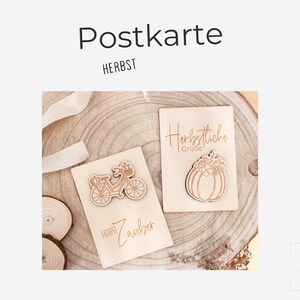 Individuelle Holzkarte für den Herbst - Einzigartig und rustikal | Postkarte aus Holz | personalisierte Geschenkkarte Holz personalisiert