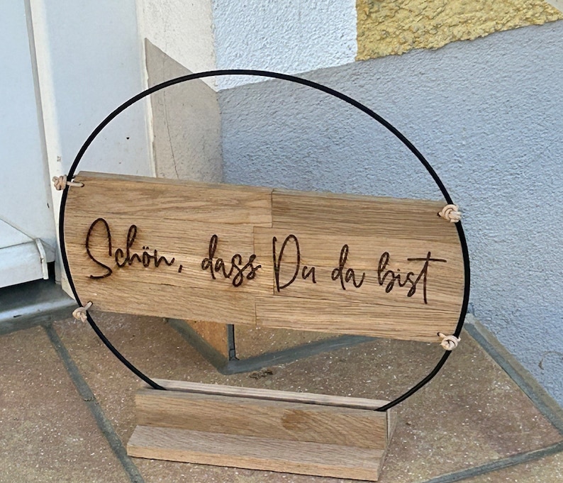 Einzigartiges personalisiertes Türschild aus Holz und Metallring modern-rustikales Design. Die perfekte moderne Dekoration Bild 7