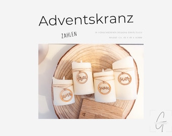 Adventskranz Zahlen 4er Set, Weihnachtsdeko, Adventszeit
