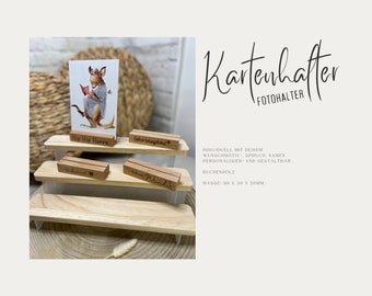 Fotoaufsteller aus Holz | Kartenhalter personalisiert | Fotohalter mit Gravur | Geschenkidee | personalisierter Fotoaufsteller aus Holz