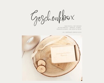 Geschenk Box aus Holz - personalisierte kleine Holzkiste mit Schiebedeckel - Eine wertvolle Erinnerung an unsere schönsten Momente