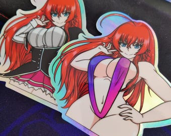 Highschool DxD Rias Gremory School Uniform and Swimsuit Holographic Waterproof Sticker
