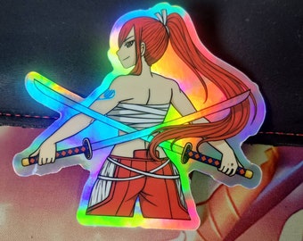 Erza Scarlet Holographic Waterproof Sticker