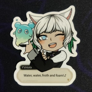 FFXIV Y'shtola Water, water froth and foam! Waterproof Vinyl Sticker