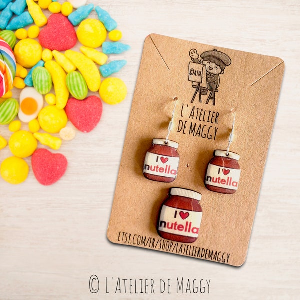 Boucles d'oreilles couleur Boucles d'oreilles pendantes colorées Nutella Bijou fait main Idée Cadeau de Noël pour elle Cadeau pour ado