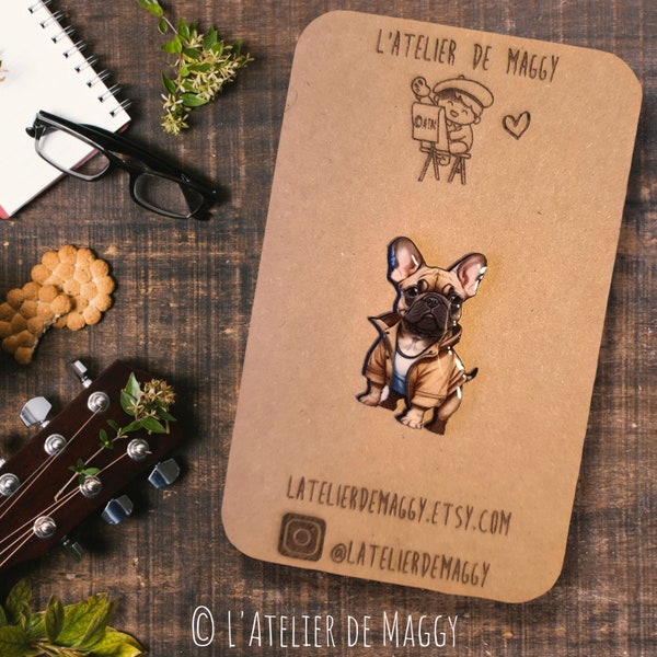 Idée cadeau  : Pin's Bouledogue Français | Bijou Bouledogue | Pin's Original Bouledogue Français I Bijou 100% Fait main |