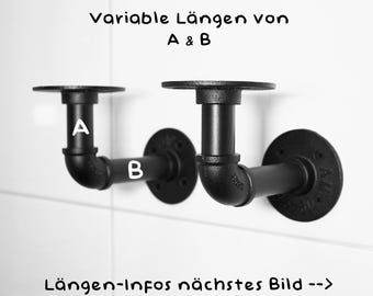 Industrial shelf bracket set of 2, shelf supports made of black metal for wall shelves & wooden shelves