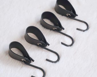Black metal hook set for clothes rails, S-hooks for pipe racks, wall-mounted coat racks & industrial organizers, set of 4