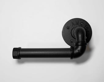 Black toilet paper holder made of steel tubing, wall-mounted toilet paper holder for bathrooms and guest toilets