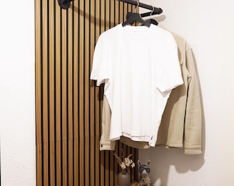 Black metal tube clothes rack, industrial wall-mounted coat rack, wall hooks for hallway, bedroom and above dressers