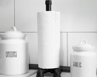 Freestanding black kitchen roll holder, industrial style, metal kitchen roll holder, organizer & gift