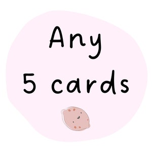 ¡Cualquier 5 cartas! / Juego de tarjetas de notas con su elección de sobres