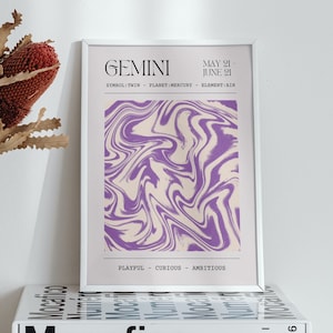 Zwillinge Sternzeichen Print - Astrologie Sternzeichen Poster - Geschenke für Sie - Zwillinge Mädchen - Personalisierte Sternzeichen Kunstwerk - Trendige Wandkunst