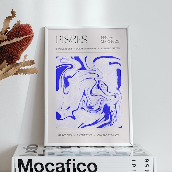 Pisces Zodiac Art Print – Astrology Star Sign, Home Decor