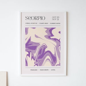 Scorpio Zodiac Print - Astrology Star Sign Poster - Gifts for Her - Personalised Zodiac Artwork - Birthday Gift - Pastel Colours - Celestial