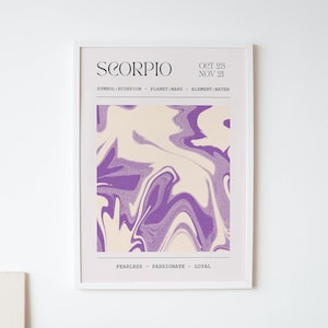 Skorpion Sternzeichen Print - Astrologie Sternzeichen Poster - Geschenke für Sie - Personalisiertes Sternzeichen Kunstwerk - Geburtstagsgeschenk - Pastellfarben - Celestial