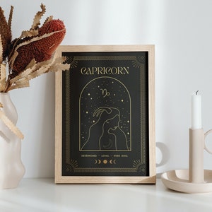 Impresión de la carta del Tarot de Capricornio - Póster del signo estelar de astrología - Regalos del zodiaco para ella - Arte de pared minimalista - Boho celestial - Boho - Único
