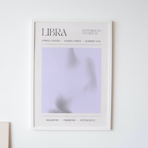 Libra Zodiac Print Astrology Star Sign Poster Gifts for Her image 1