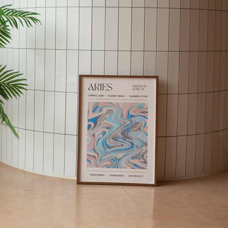 Aries Zodiac Print Astrology Star Sign Poster Gifts for Etsy