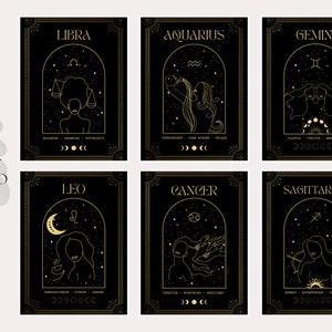 DIGITAL FILE ONLY - Tarot Karte Poster - Sternzeichen Print - Astrologie Sternzeichen Poster - Geschenke für Sie - Dark Prints - Celestial - Boho