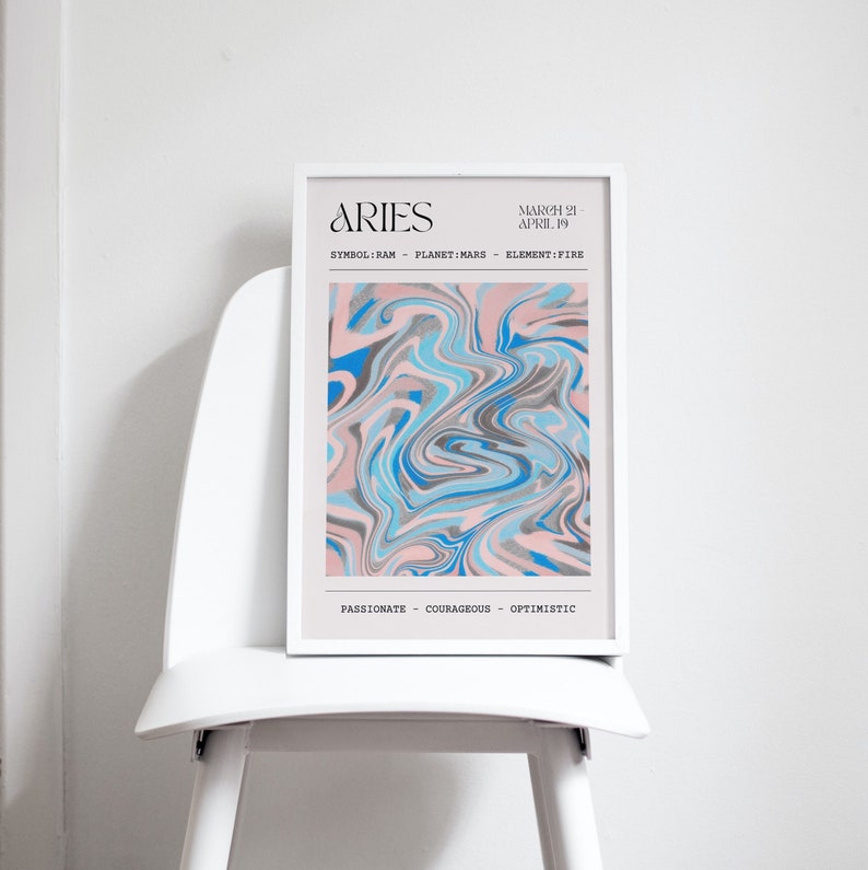 Aries Zodiac Print Astrology Star Sign Poster Gifts for Etsy UK
