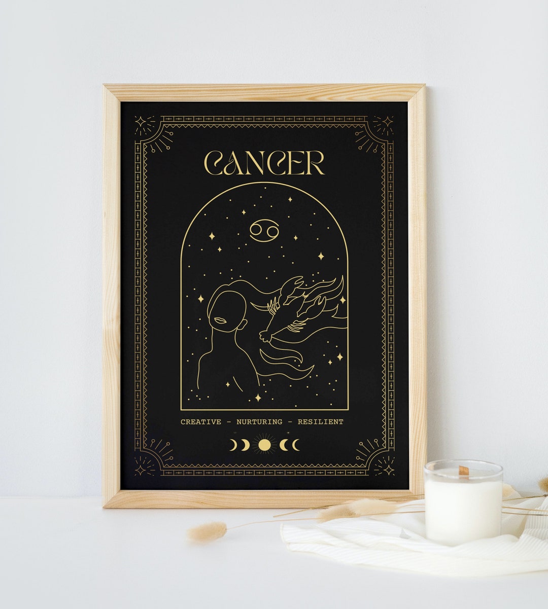 Cancer Tarot Card Print Astrology Star Sign Poster Zodiac Etsy