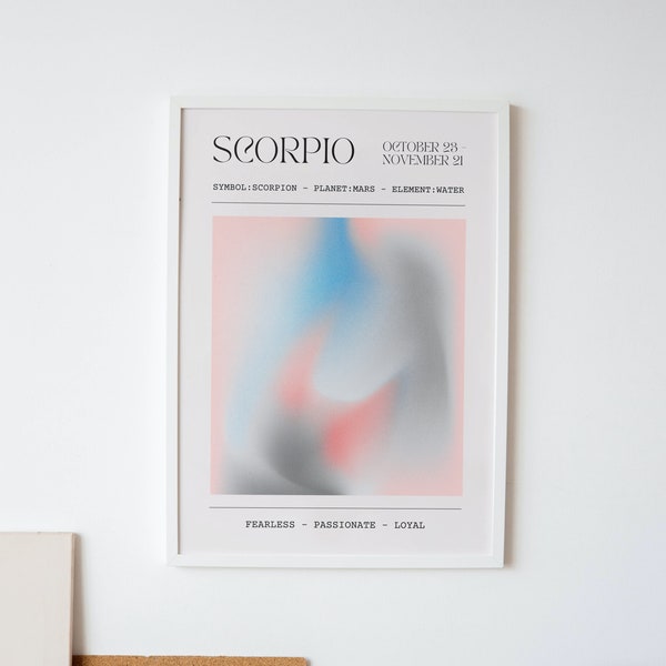 Scorpio Zodiac Print - Astrology Star Sign Poster - Gifts for Her - Personalised Zodiac Artwork - Abstract Artwork